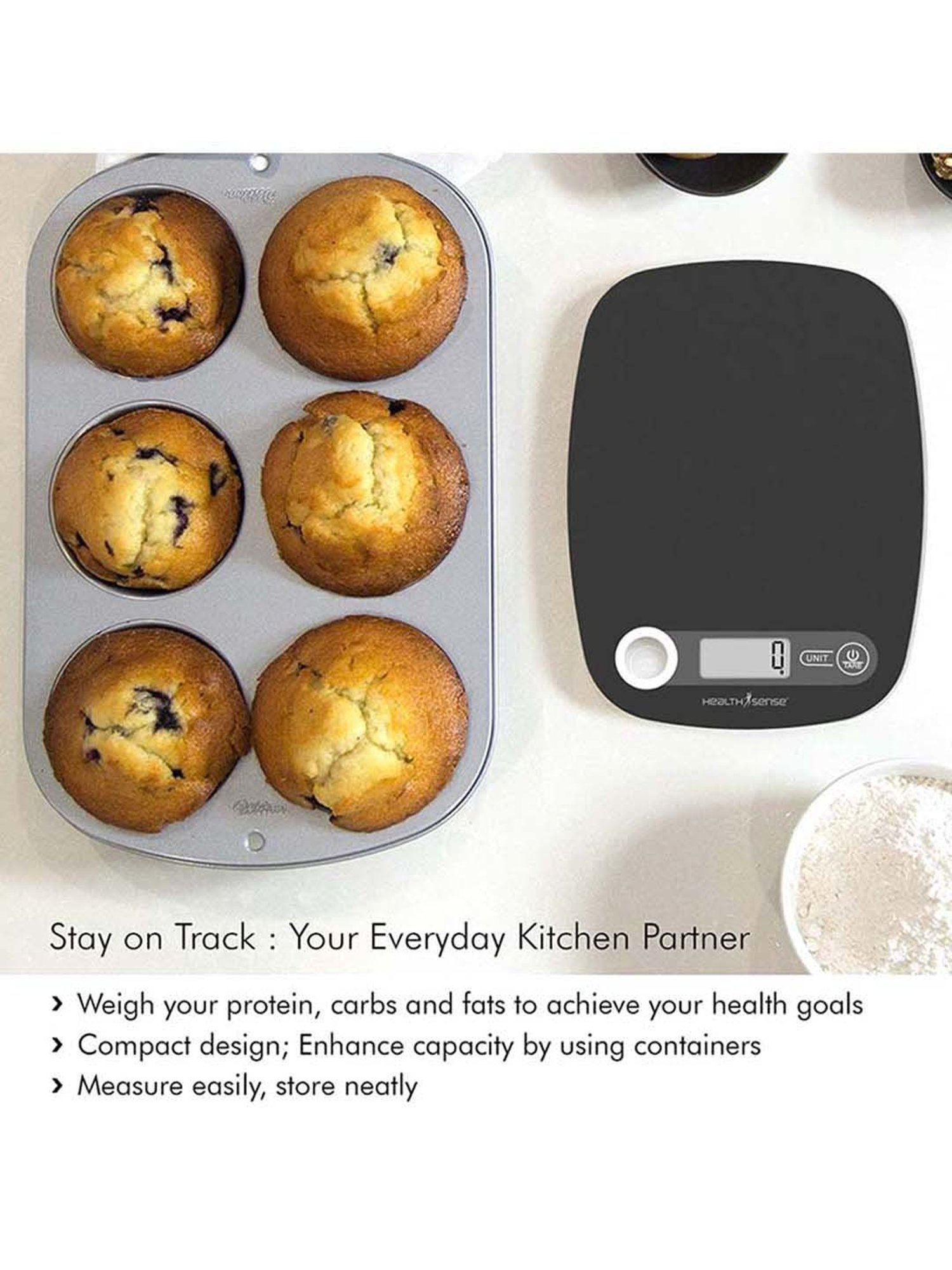 HealthSense Chef-Mate KS-40 Digital Kitchen Weighing Scale (Black)