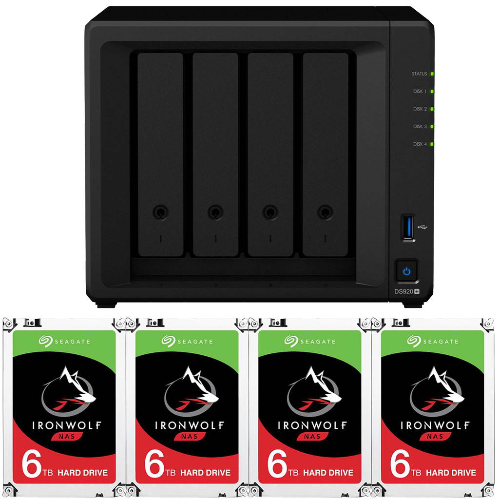 Synology DS920+ DiskStation with 8GB RAM and 16TB (4 x 4TB) of Seagate Ironwolf NAS Drives Fully Assembled and Tested By CustomTechSales