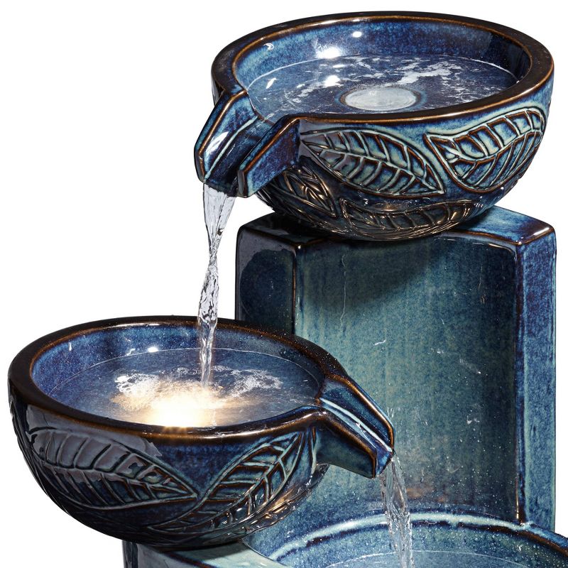 John Timberland Outdoor Floor Water Fountain with Light LED 26" High Cascading Bowls for Yard Garden Patio Deck Home