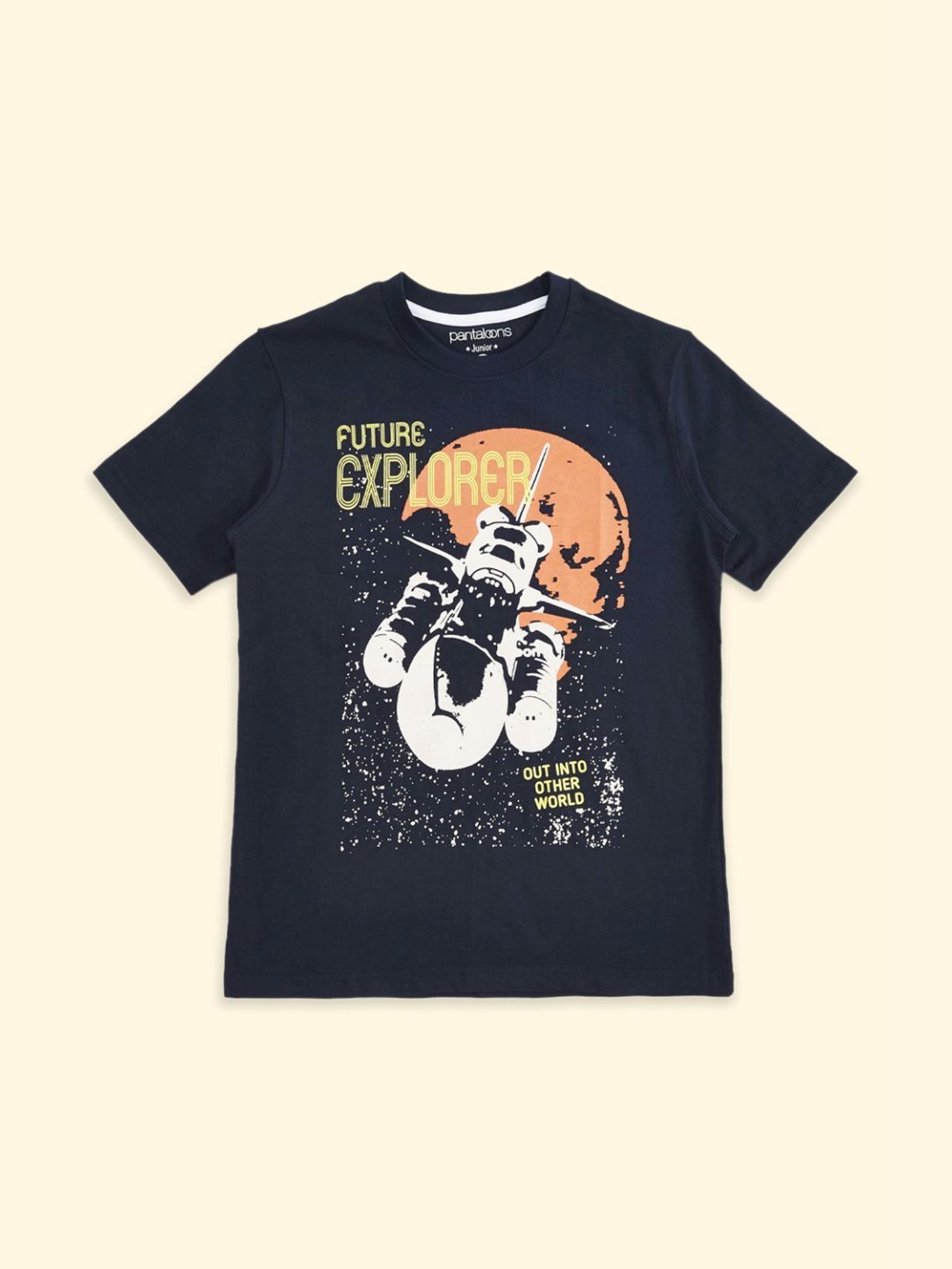 Pantaloons Junior Navy Cotton Printed T-Shirt