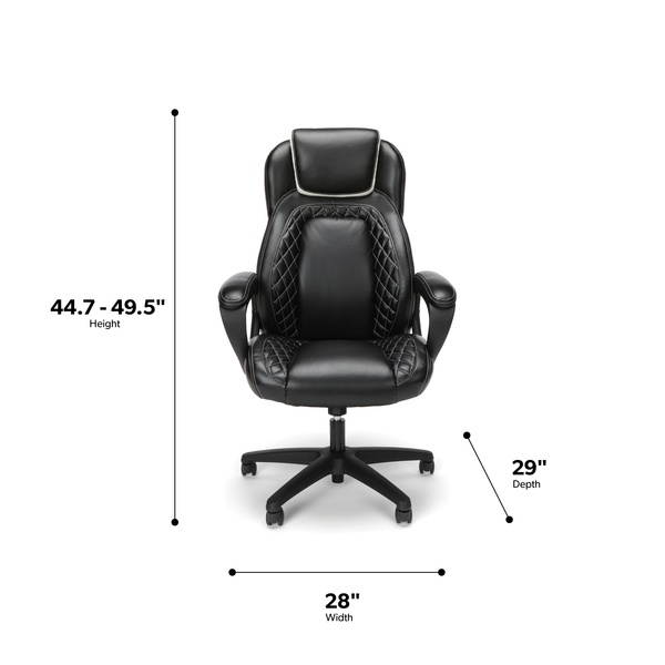OFM Essentials Collection Racing Style SofThread Leather High Back Office Chair, in White (ESS-6060-WHT)