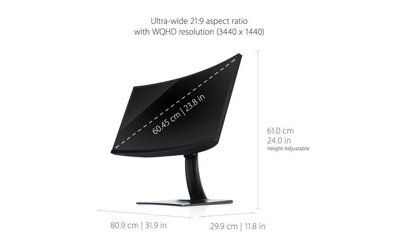 ViewSonic VP3481 34" WQHD Curved Monitor - 3440 x 1440 WQHD+ Display - 100 Hz Refresh Rate - HDR10 Content Support - AMD FreeSync Technology