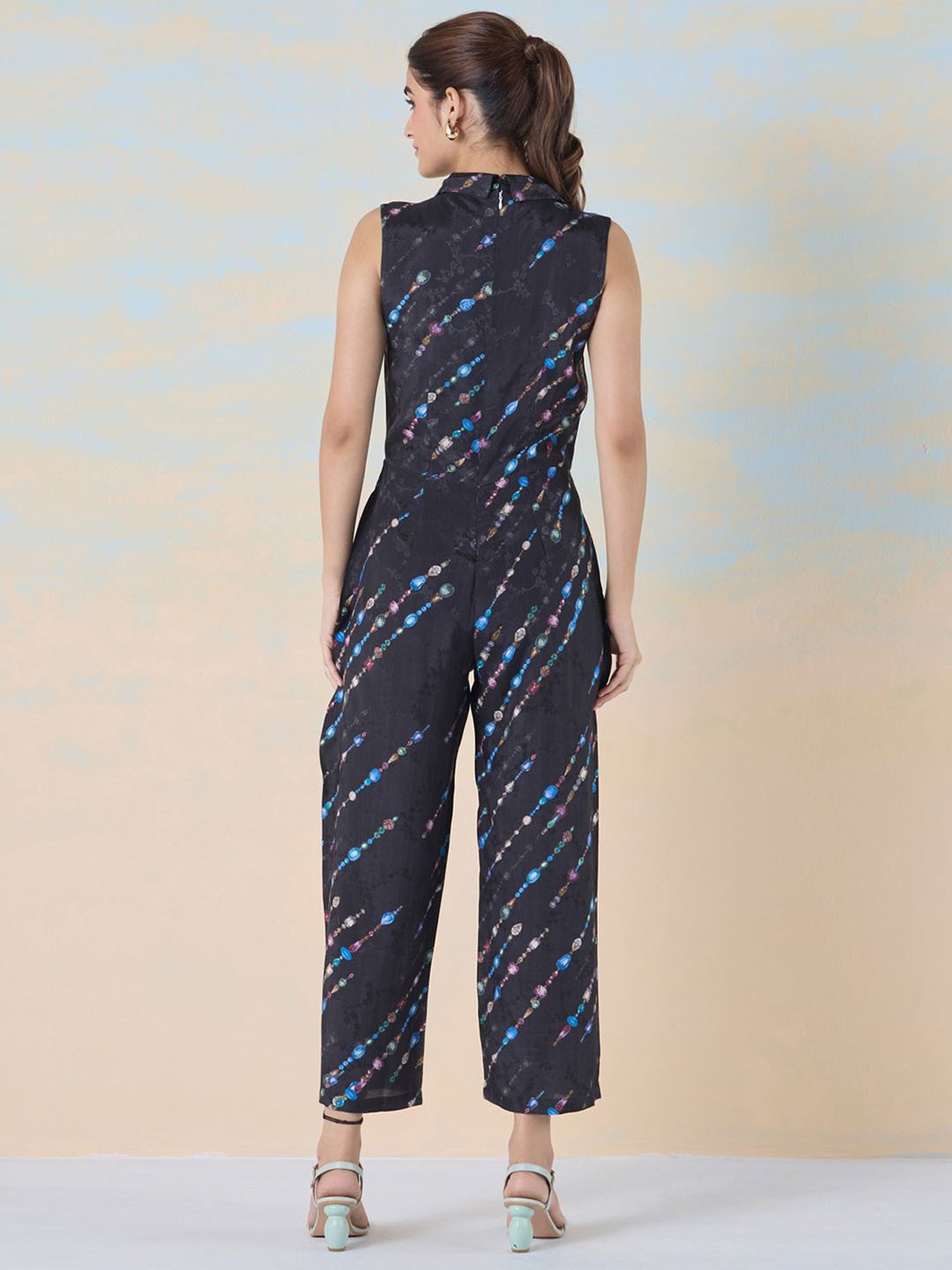 navyasa by liva Black Printed Jumpsuit