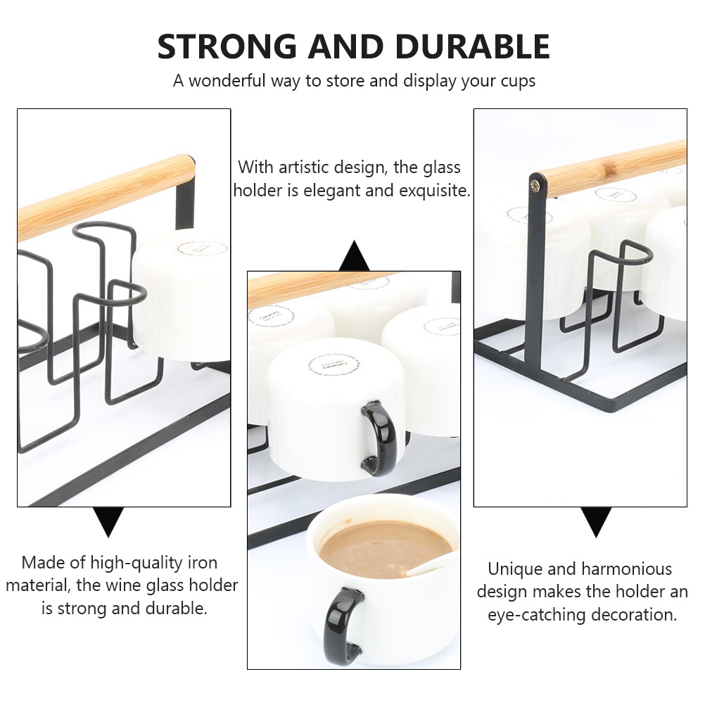 1Pc Nordic Style Water Cup Draining Rack Coffee Mug Storage Holder (Black)