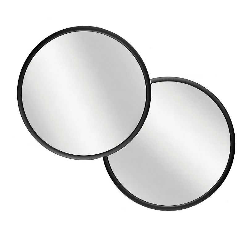 Infinity Instruments 20083BK Nera 22 Inch Round Indoor Hanging Wall Mounted Decorative Mirror with Black Matte Frame (2 Pack)