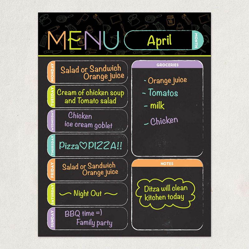 Best EXTRA LARGE 13 x 17 -inch Dry Erase or Wet Erase Laminated Magnetic Dry Erase Menu And Groceries Planner - Perfect for Refrigerators Keep a Weekly Meal Plan & Grocery List Blue & White