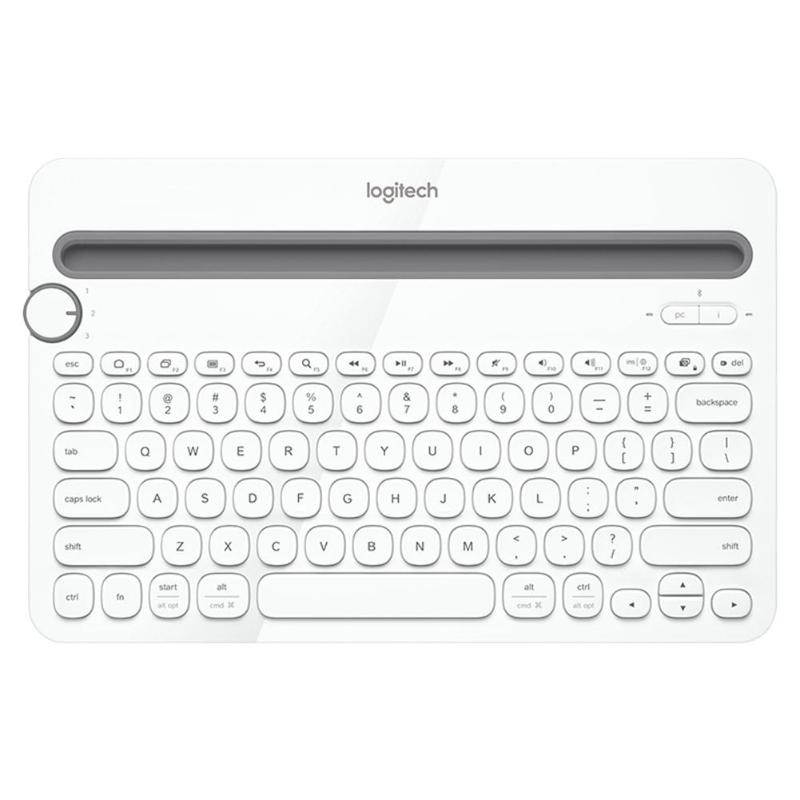 Logitech K480 Bluetooth Multi-Device Portable Keyboard with Phone Holder Slot for Windows Mac OS iOS Android Smart Phone/Tablet