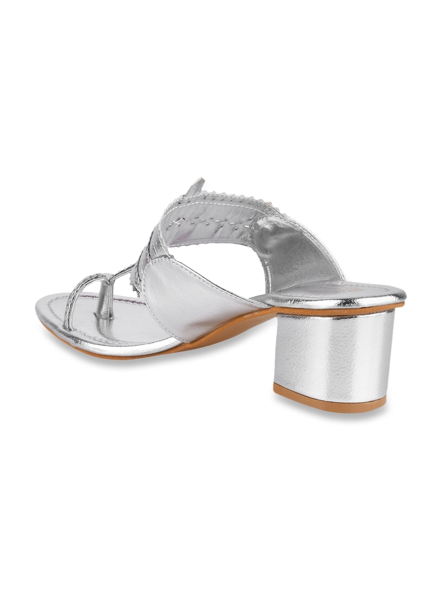 Shoetopia Women's Silver Toe Ring Sandals