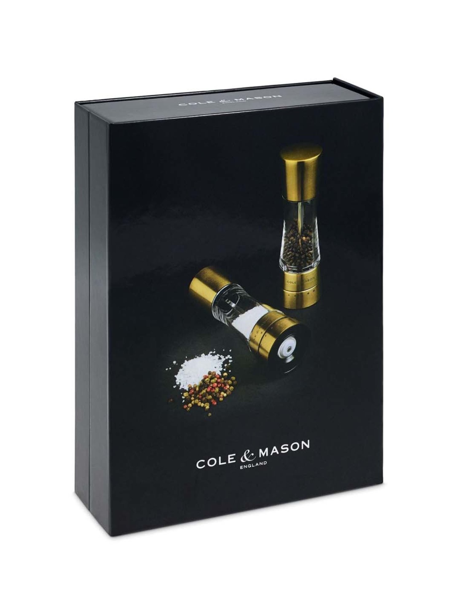 COLE & MASON Gourmet Precision Manual Transparent & Golden Acrylic Salt & Pepper Shaker - Set of 2