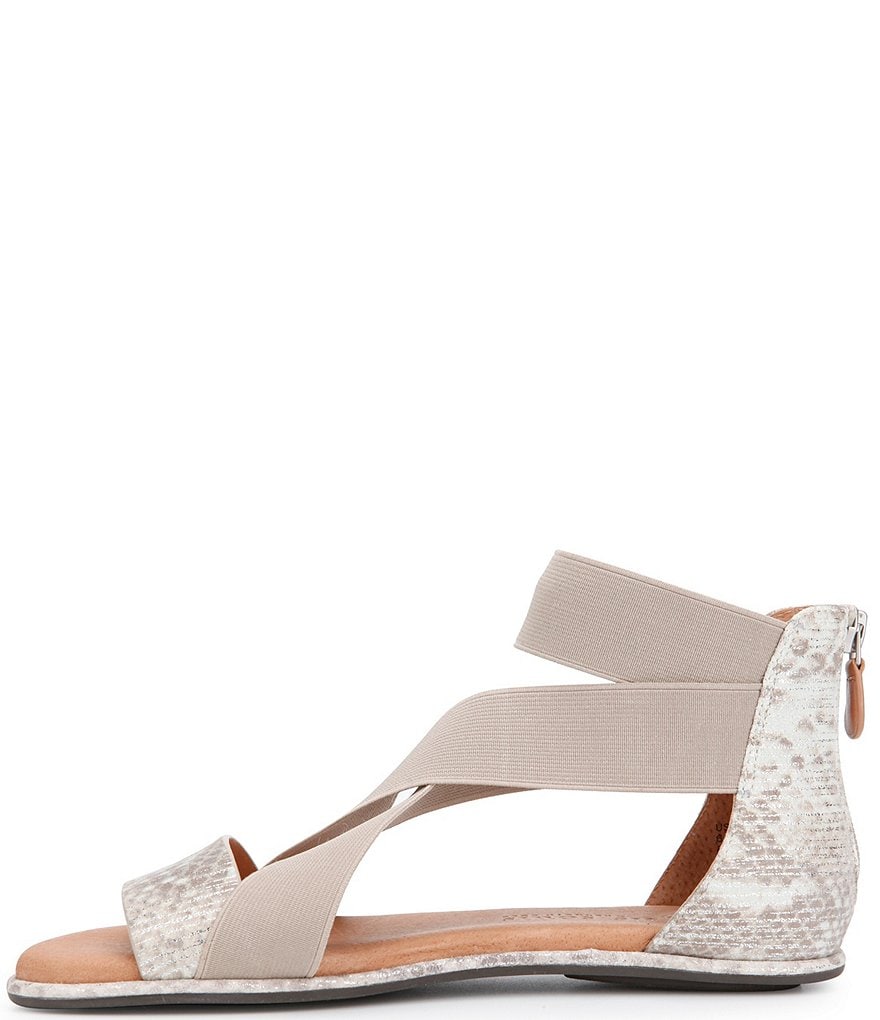 Gentle Souls Break Elastic Snake Print Leather Sandals