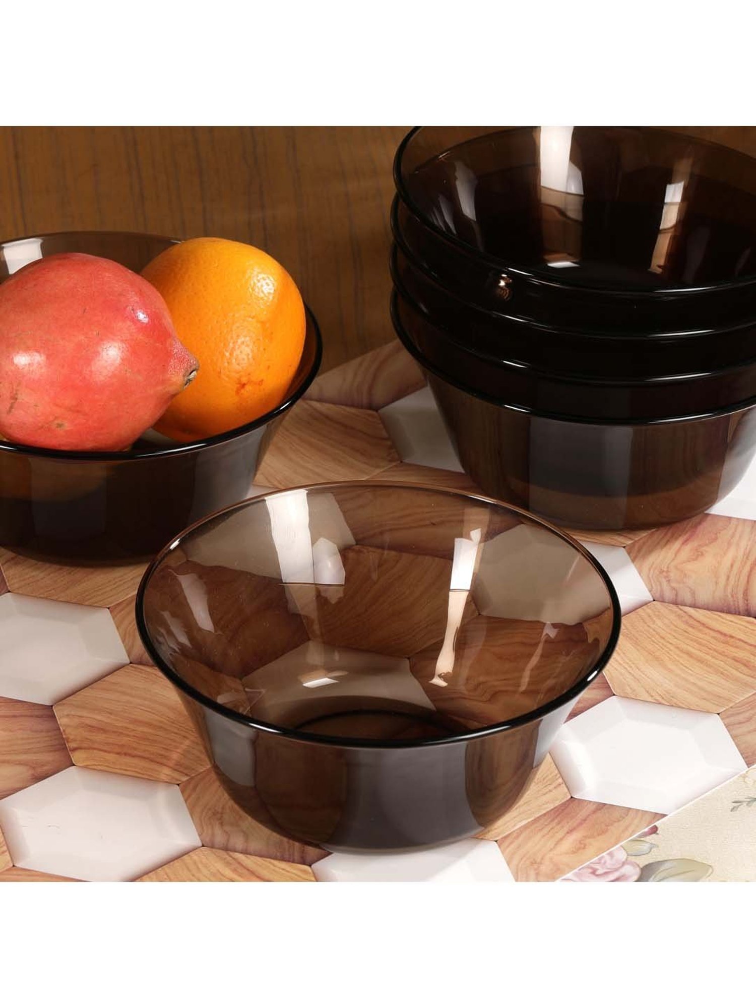 Duralex 'Lys' Brown Glass 17 cm Table Serving Bowl (0.91 L) - Set of 6