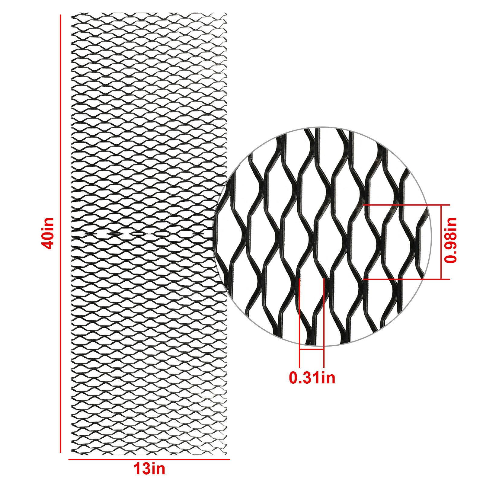 40''x13'' Car Front Aluminum Mesh Grille Bumper Fender Hood Vent Grill Net Black