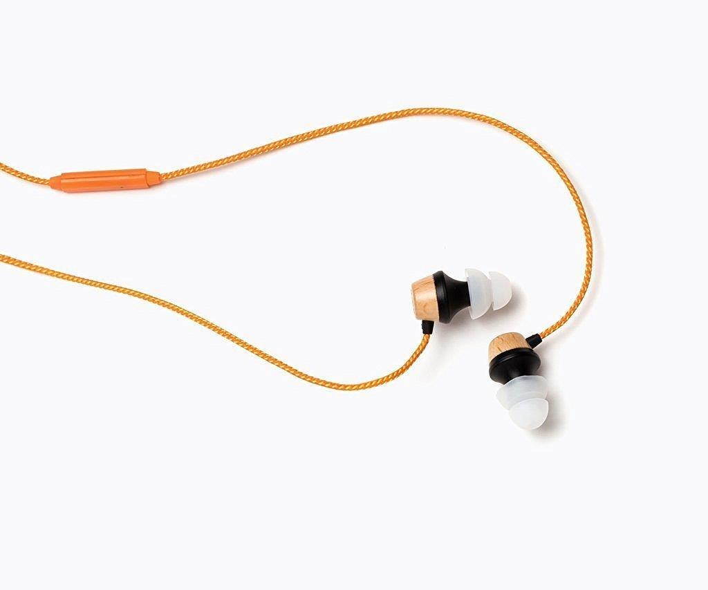 Symphonized ALN Premium Genuine Wood In-ear Noise-isolating Headphones|Earbuds|Earphones with Mic (Orange Stripe)