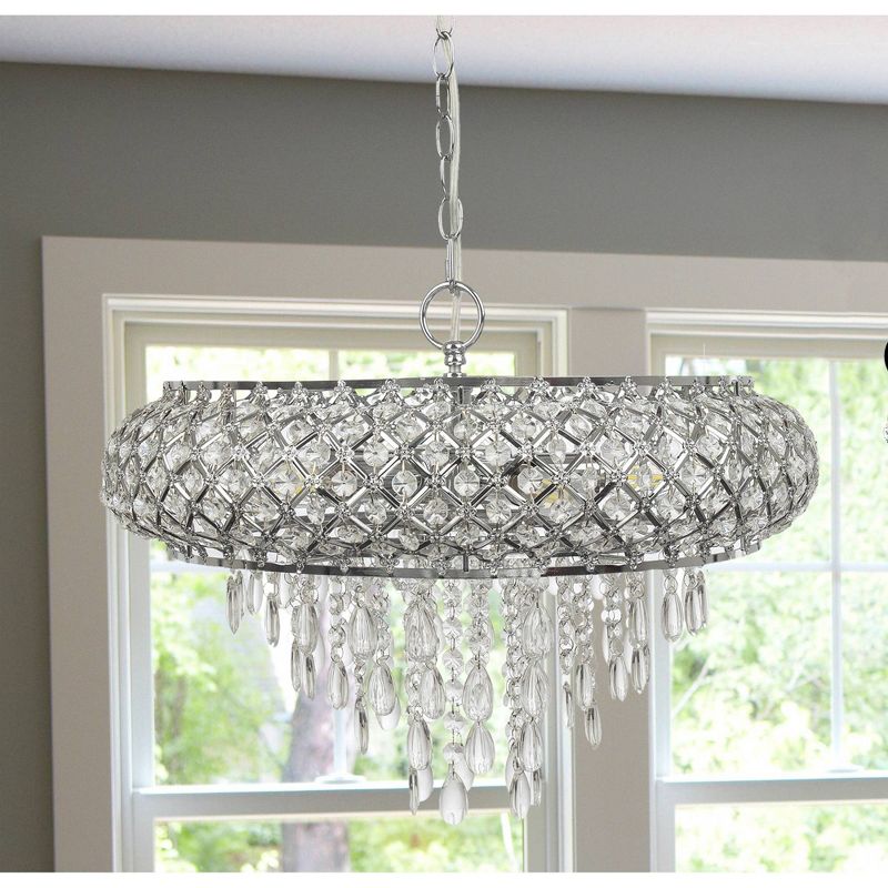 14.25" Tiered Crystal Glass Hanging Chandelier Chrome - River of Goods