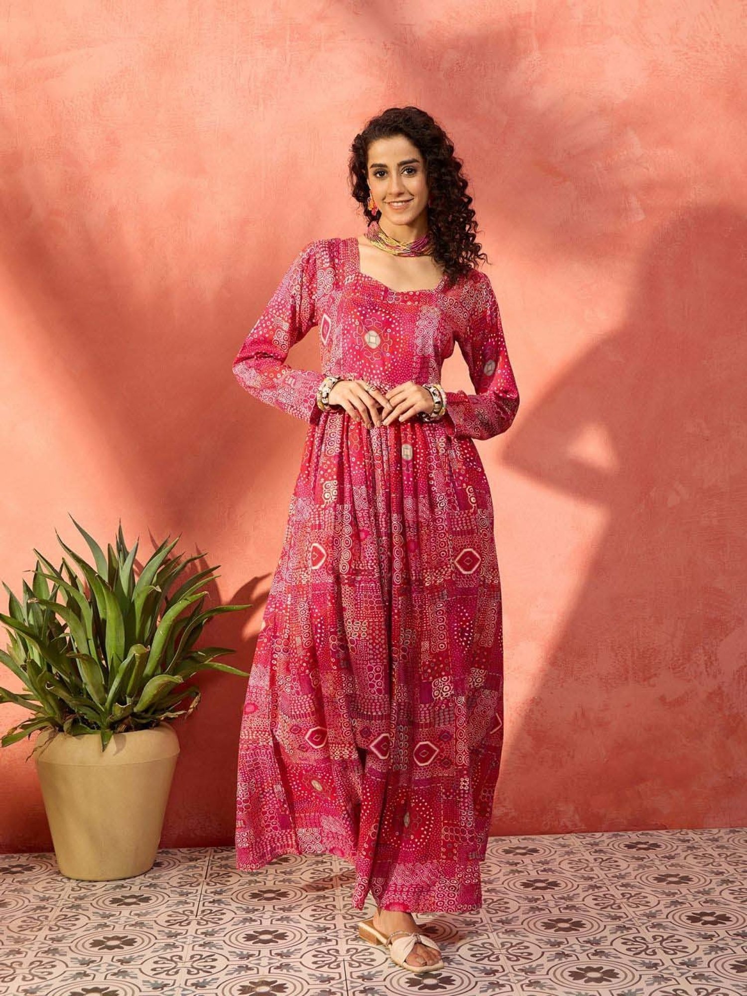 Inweave Red Printed Maxi Dress