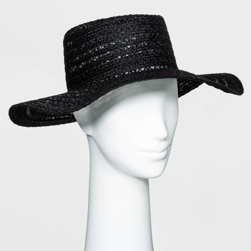 Women's Packable Braided Jute Boater Hat - Universal Thread™ Black