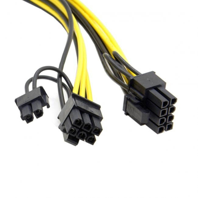 Jimier PCI-E PCI Express ATX 6Pin Male to Dual 8Pin & 6Pin Female Video Card Extension Splitter Power Cable PW-185