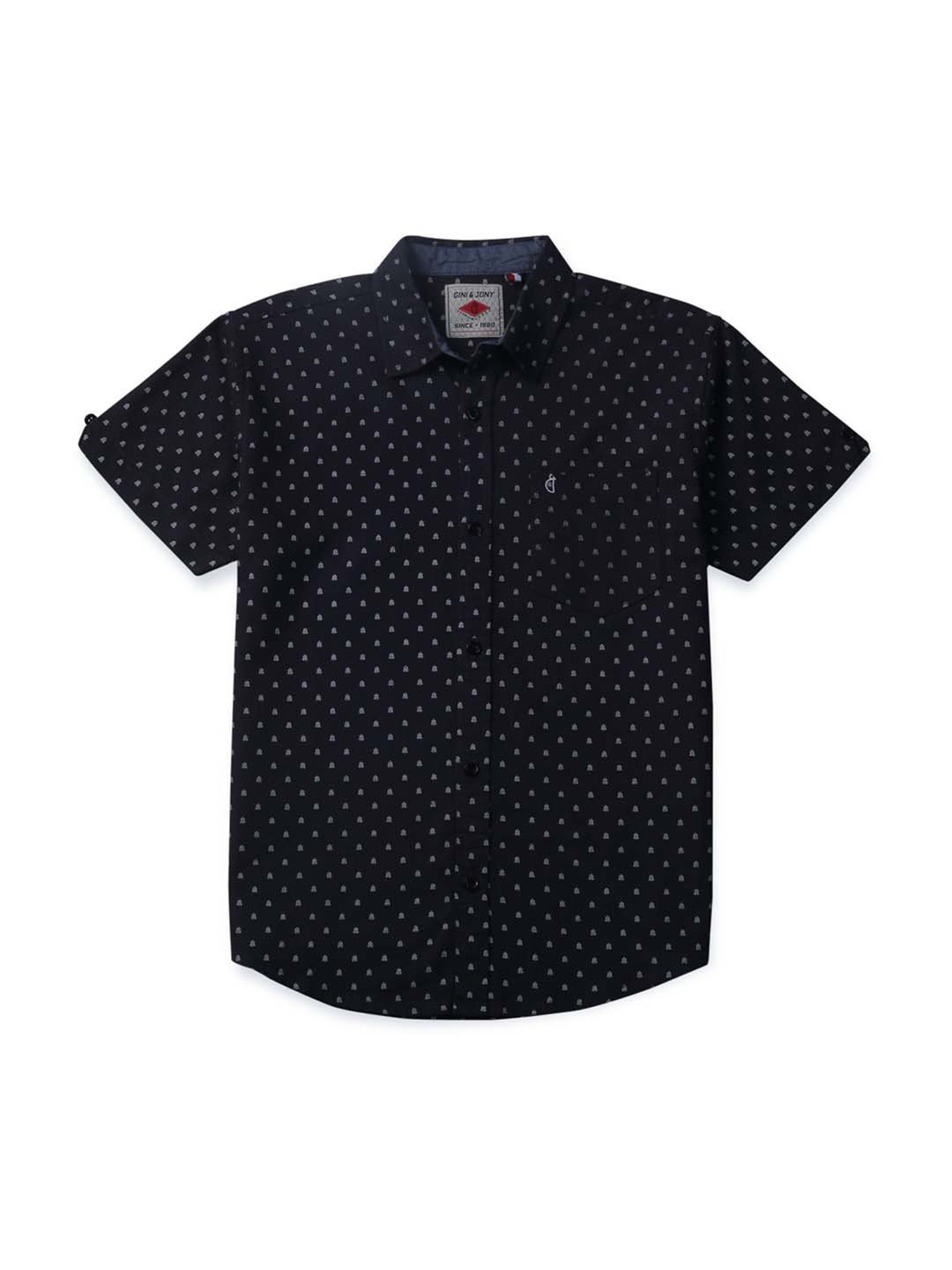 Gini & Jony Kids Black Cotton Printed Shirt