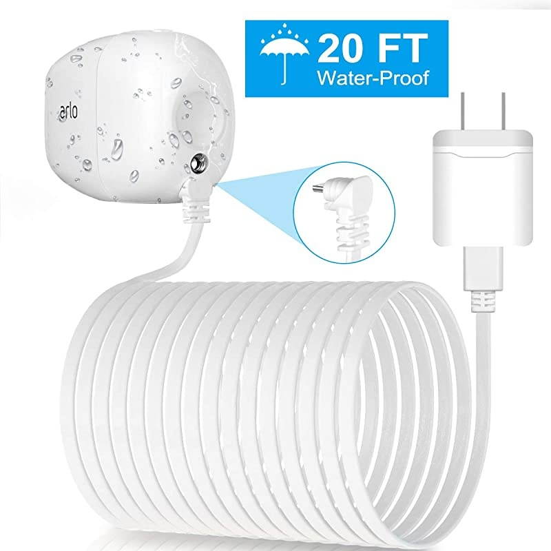 20 Feet Right Angled Micro USB Power Cable with QC 30 Charger BrickPower Supply Adapter and Charging CordOutdoor Quick Charger Compatible for Arlo ProArlo Pro 2Arlo GoArlo Security Light