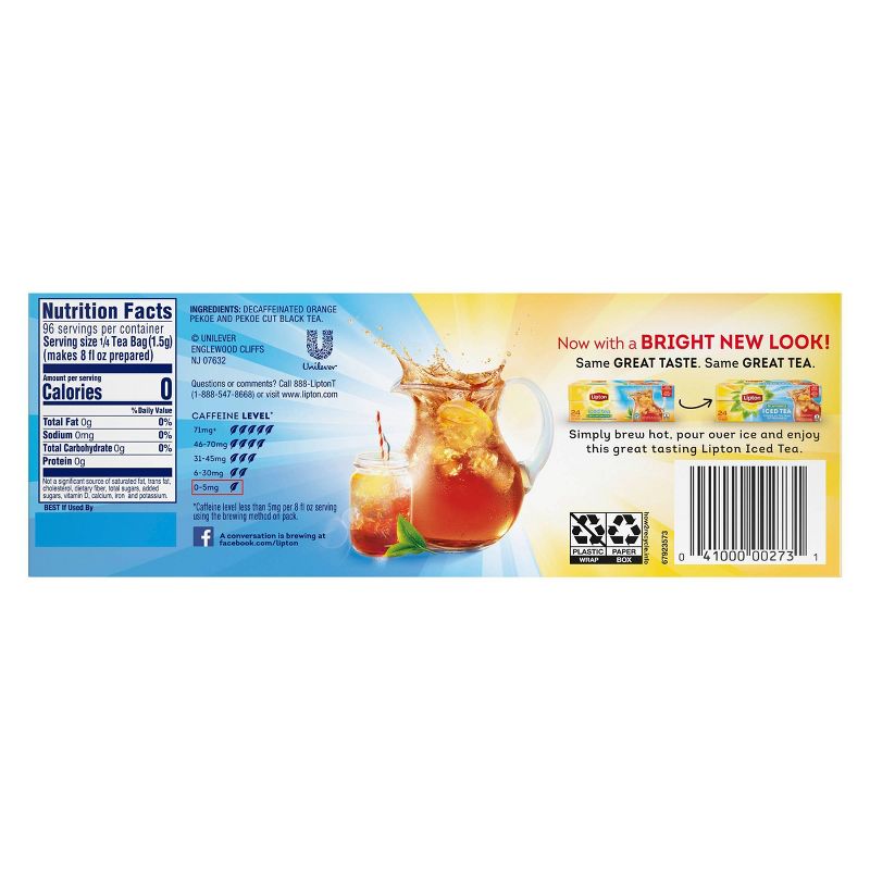 Lipton Decaffeinated Family Size Black Iced Tea Bags - 24ct