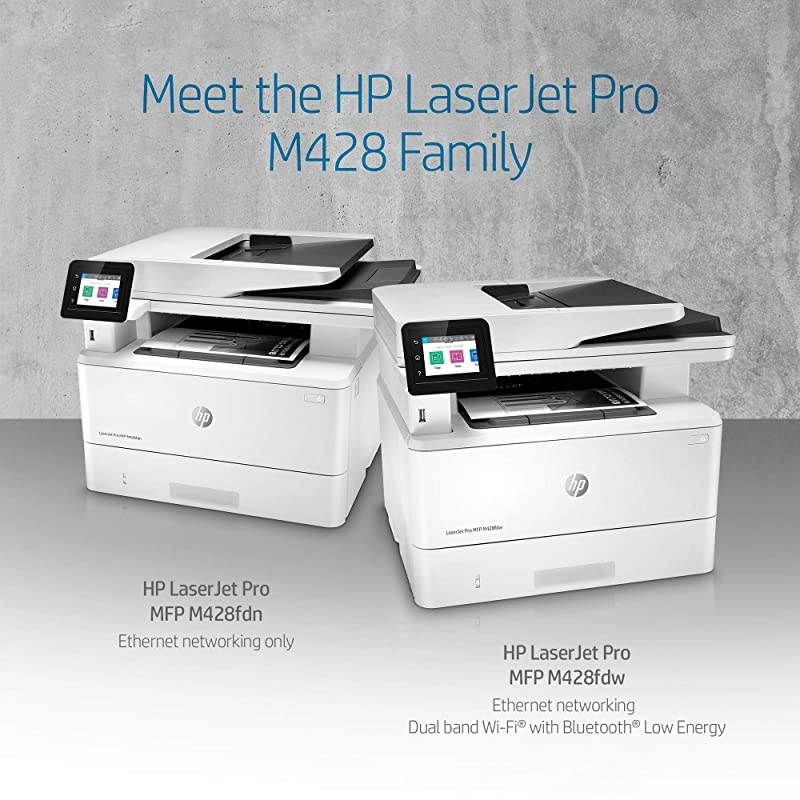 LaserJet Pro MFP M428fdn Monochrome Duplex Laser Printer, 38ppm, 1200x1200 dpi, 250 Sheet Standard Input Tray, USB 2.0 and Ethernet Connectivity - Print, Scan, Copy, Fax, Email