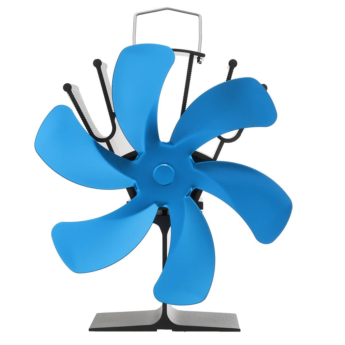 Automatically Heater Fan Faster Speed Self-Powered Quiet Stove Fan Winter Warmer-Dark Blue