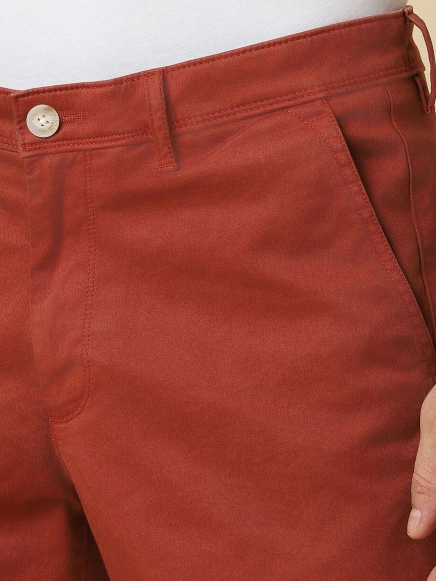 Allen Solly Red Cotton Regular Fit Shorts
