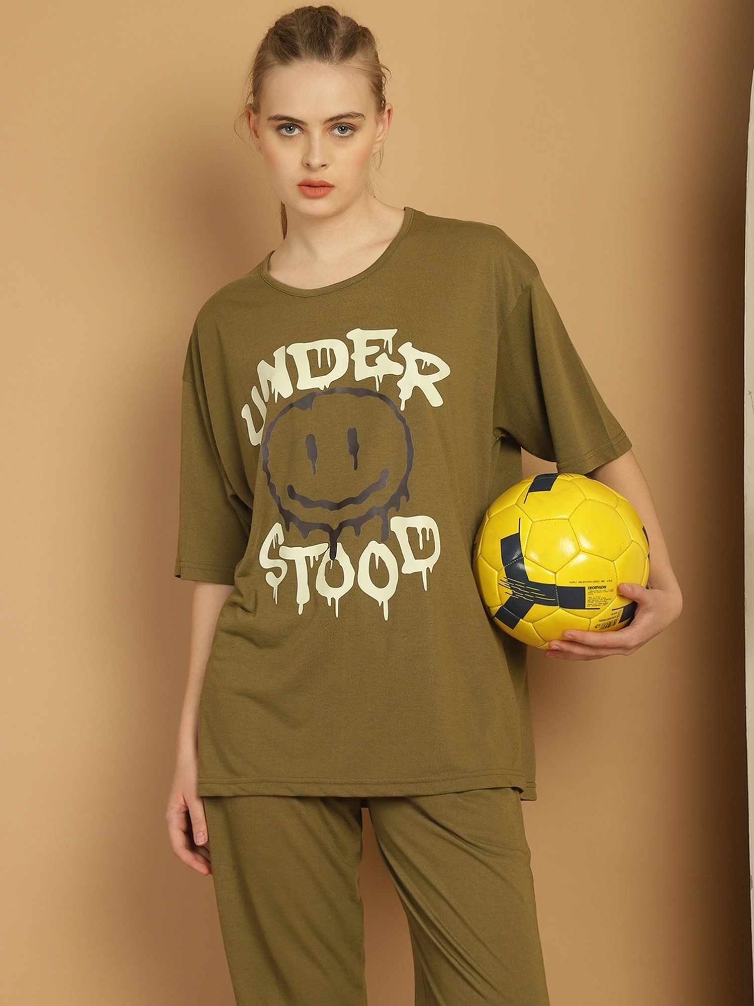 Vimal Jonney Olive Green Cotton Printed T-Shirt & Track Pants Set