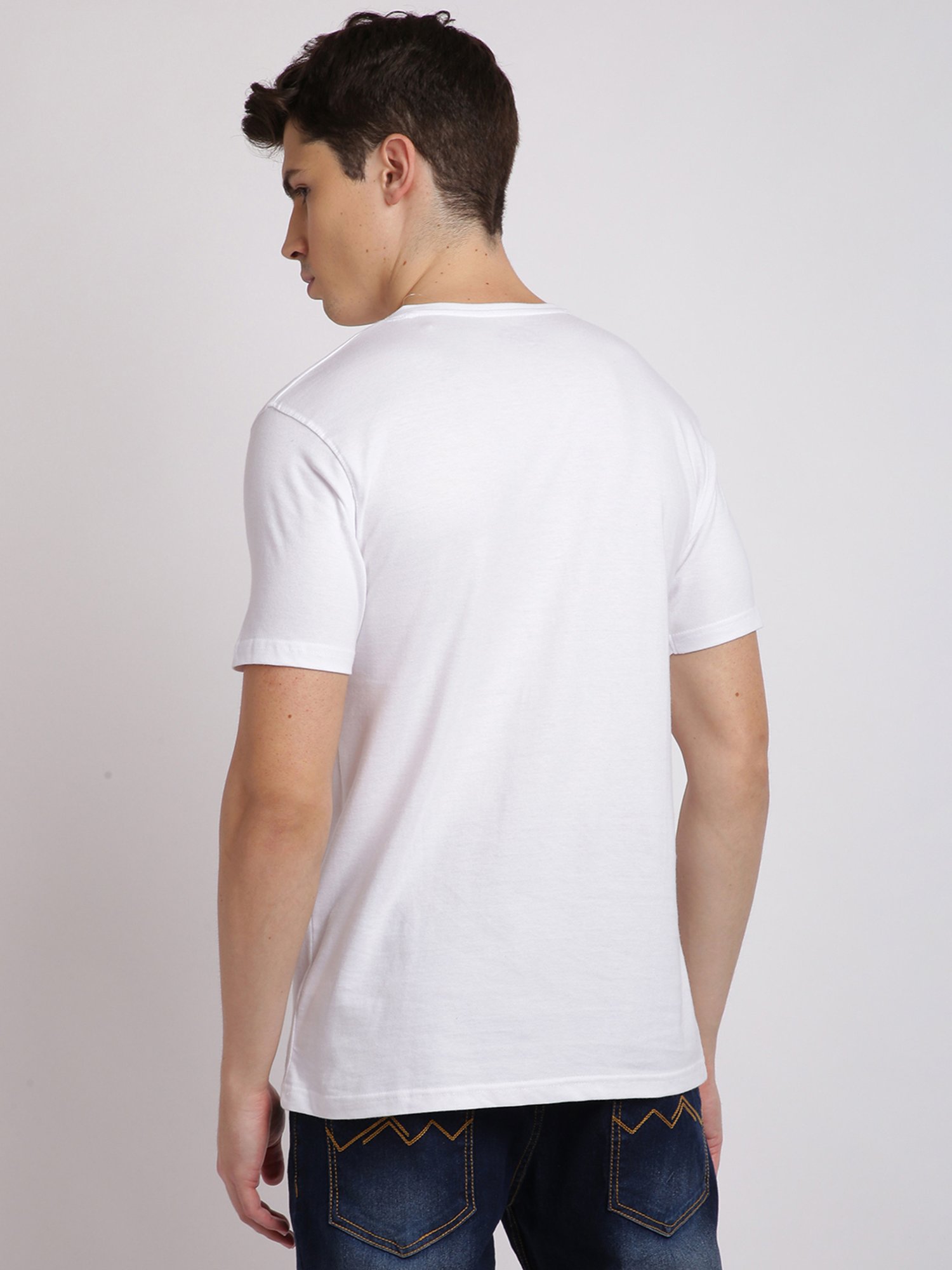 BLACK RADIO White Slim Fit Printed Cotton Crew T-Shirt