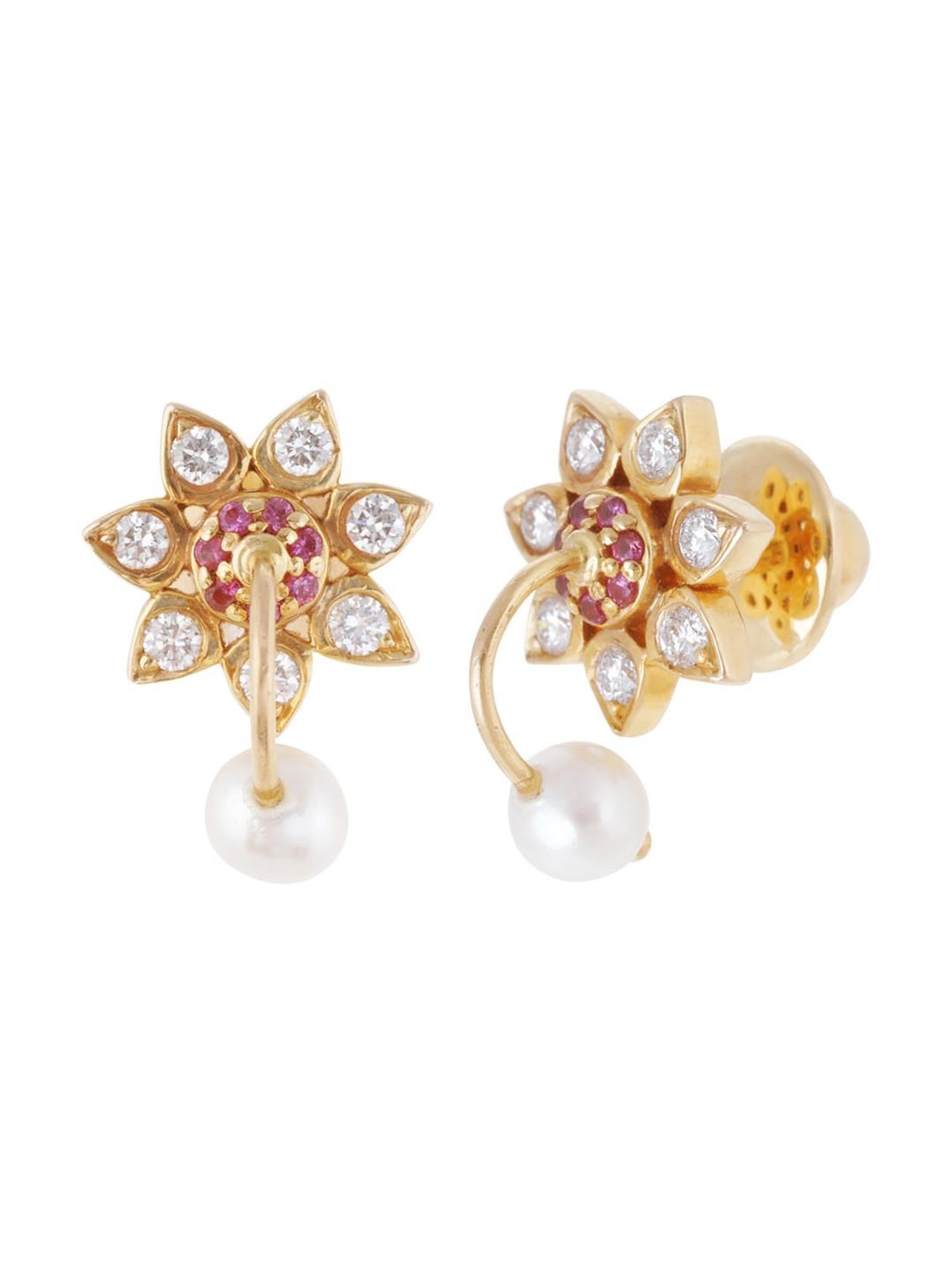 CKC 18k Margosa Gold & Diamond Earrings with Pearls for Women