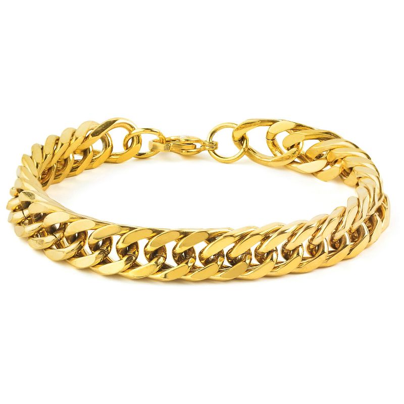 Men's West Coast Jewelry Goldtone Stainless Steel 8-Inch Curb Link Chain Bracelet