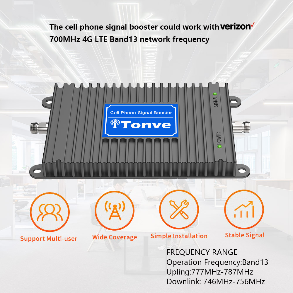 Cell Phone Signal Booster Verizon 4G LTE Signal Booster Verizon Cell Signal Booster Repeater Band13 Verizon Cell Phone Signal Amplifier Home Use Cell Phone Booster Boost Voice+Data with Antennas Kit
