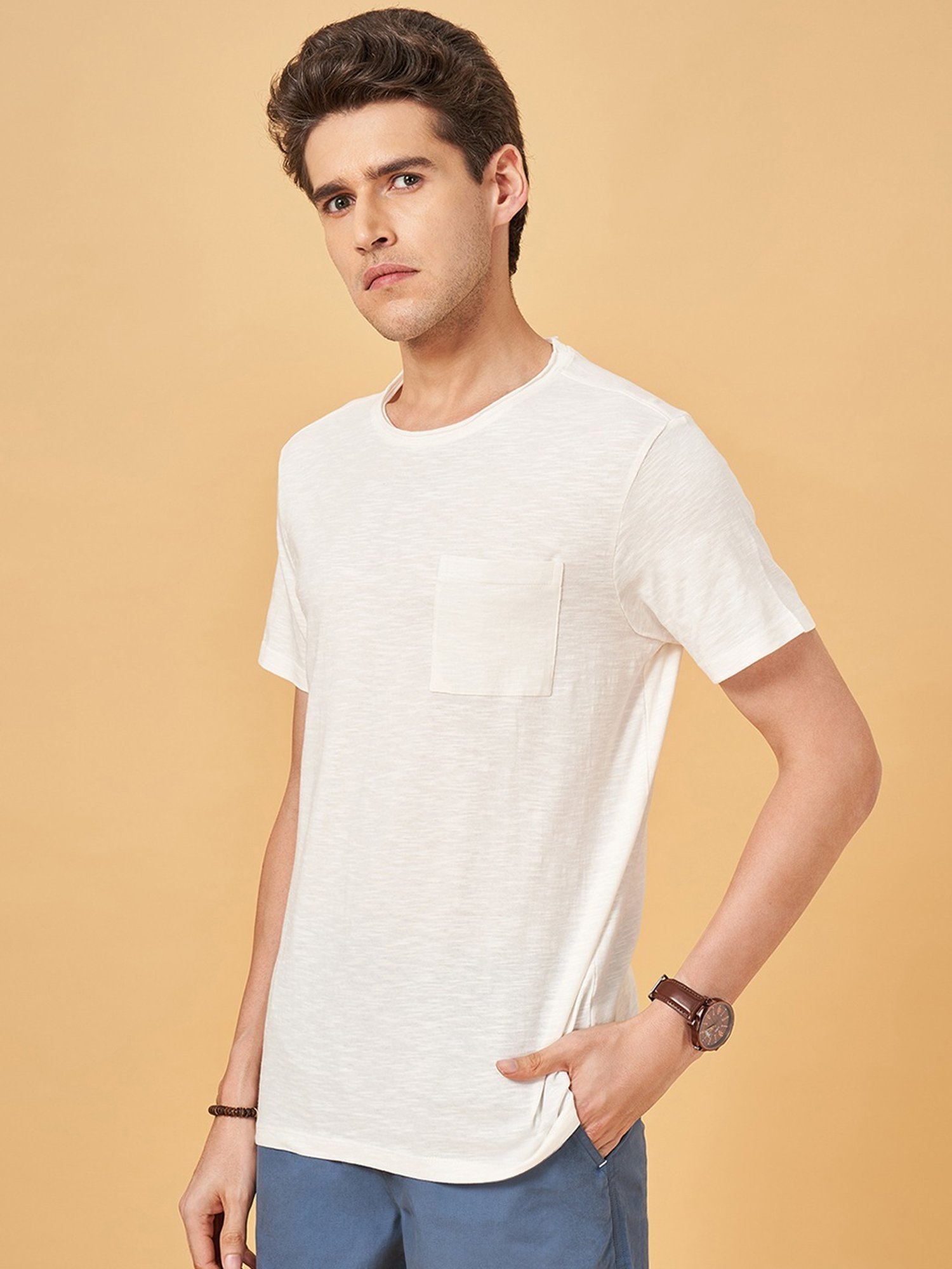 Urban Ranger by Pantaloons Sugar Swizzle Cotton Slim Fit T-Shirt