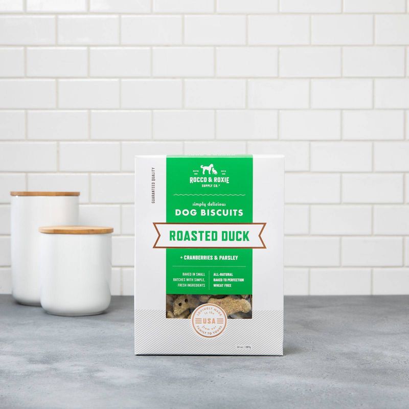 Rocco & Roxie Supply Co. Roasted Duck with Cranberries and Parsley Dog Biscuits Dog Treats - 14oz