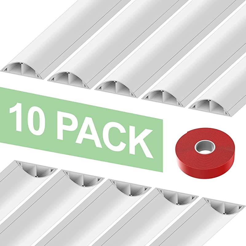 Round Cable Management Raceway Kit 157 inch Cord Cover for Mount TV Large Paintable Wire Hider to Conceal Cables Cord or Wires 10X157in W196in H063in