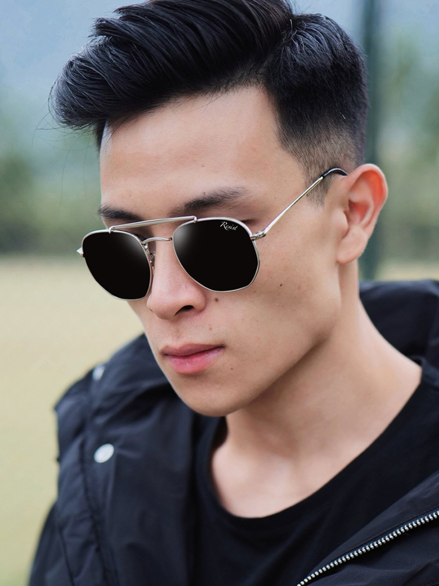 Resist Eyewear Black UV Protection Unisex Sunglasses