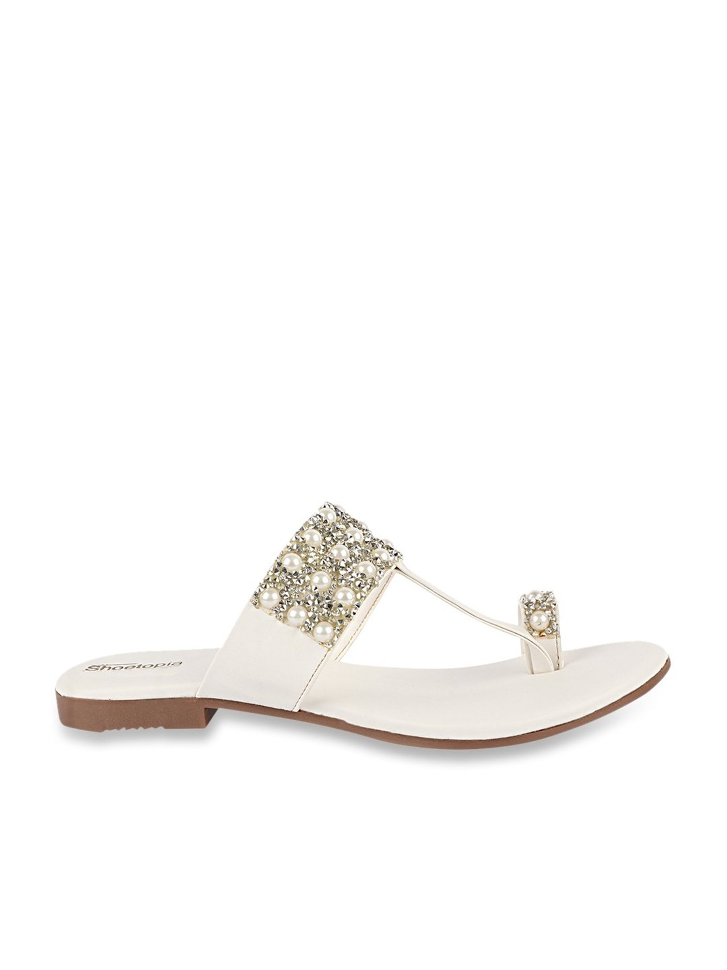 Shoetopia Women's White Toe Ring Sandals