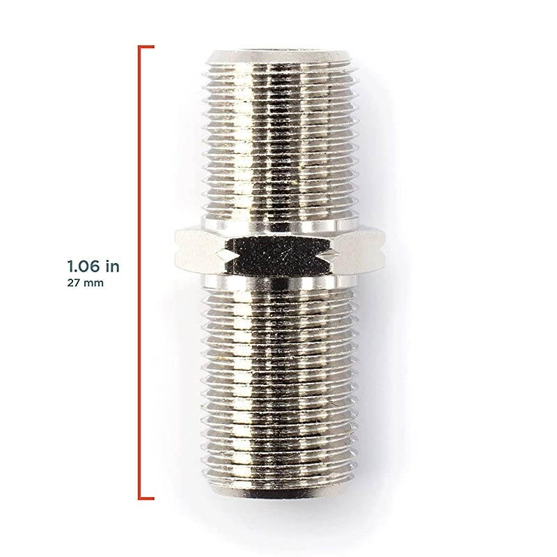 Cable Extension Coupler with Washer and Nut | 10 Pack | Works with Wall Plates | Connects Two Coaxial Video Cables for Coax F81 Female to Female 3GHz Satellite CATV