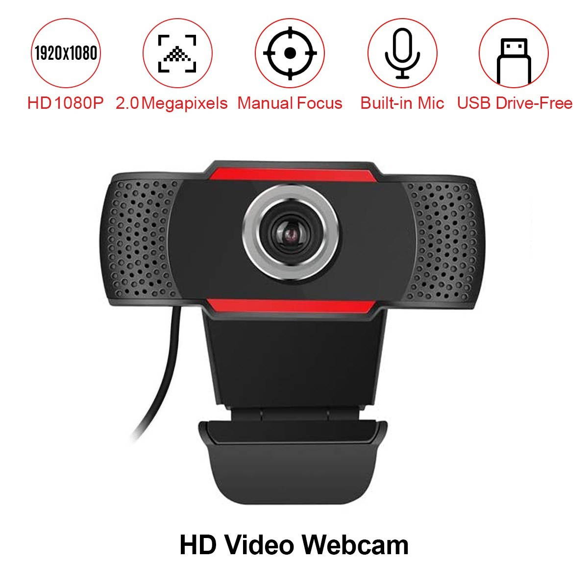 Video Conference Camera 1080P HD Webcam Computer Camera with Noise Reduction Microphone USB Plug & Play for Video Meeting Online Training Teaching
