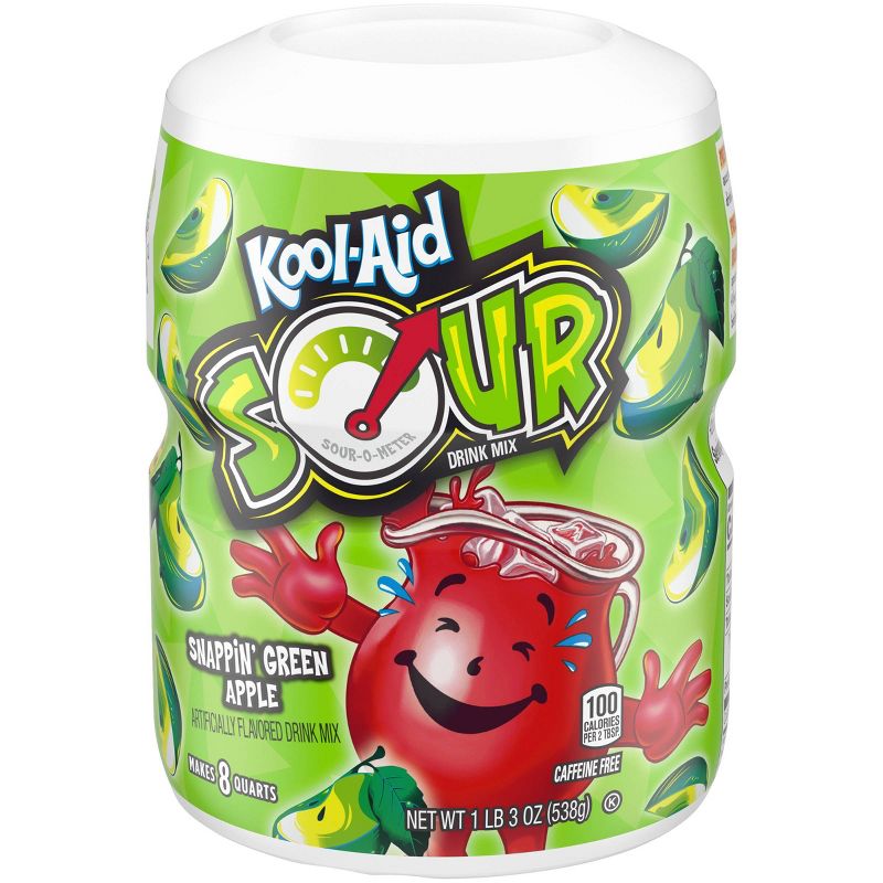 Kool-Aid Sour Snappin' Green Apple Drink Mix - 19oz Canister