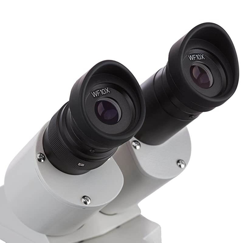 SE305-P-DK Binocular Stereo Microscope, WF10x Eyepieces, 10X and 30X Magnification, 1X and 3X Objectives, Upper and Lower Halogen Lighting, Reversible Black/White Stage Plate, Arm Stand, 120V, Includ