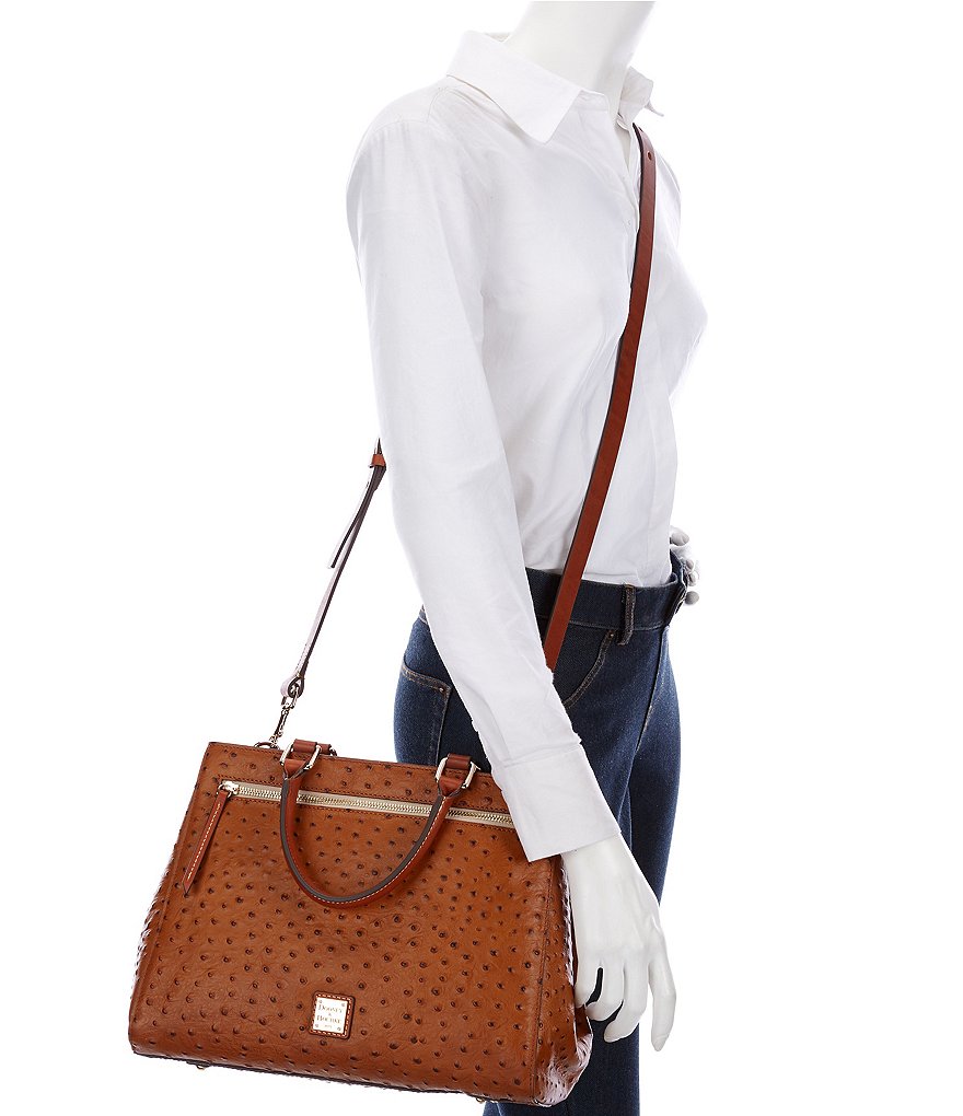 Dooney & Bourke Ostrich Collection Zip Satchel Bag
