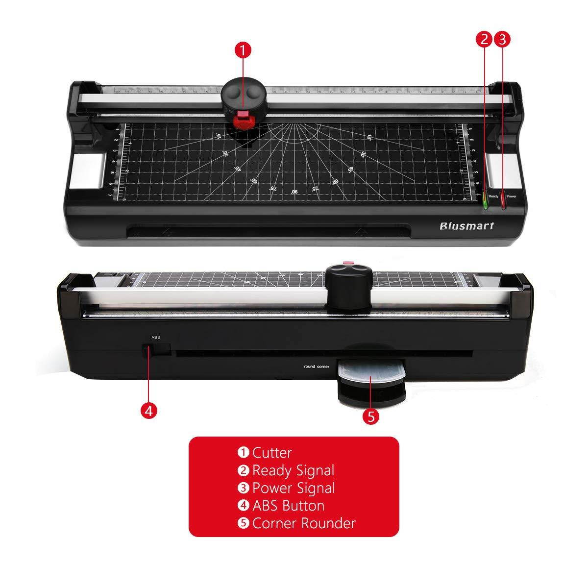 4 in 1 Blusmart OL288 Laminator, A4, Rotary Trimmer/Corner Rounder/10 Laminating Pouches, Black4