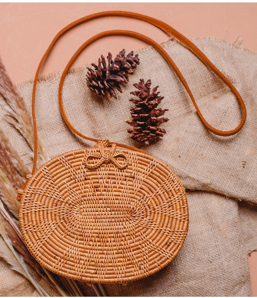 Beachgold Mandala Woven Straw Crossbody Bag