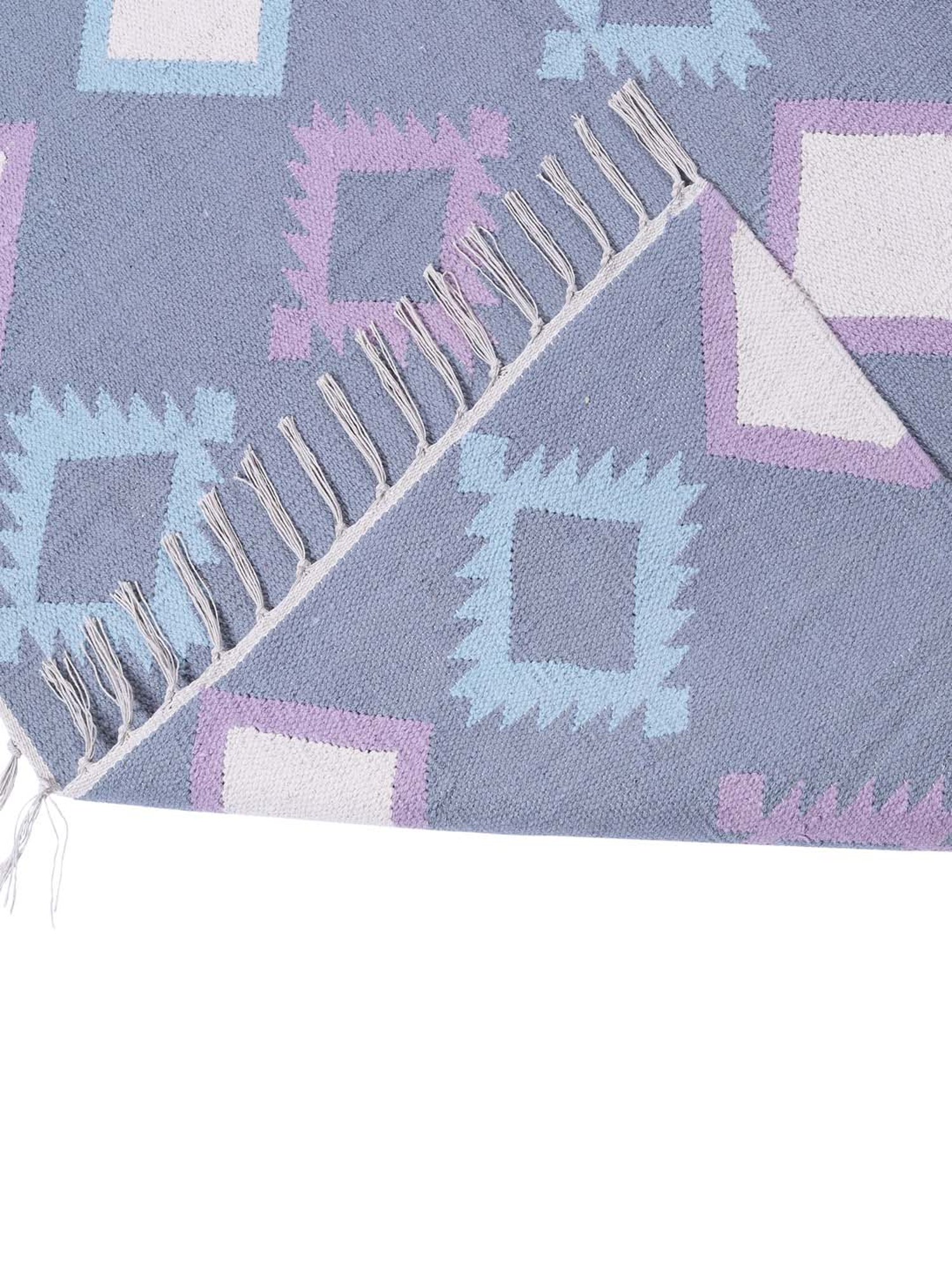 Pequra Blue Cotton Floor Covering Mughal Runner Rug