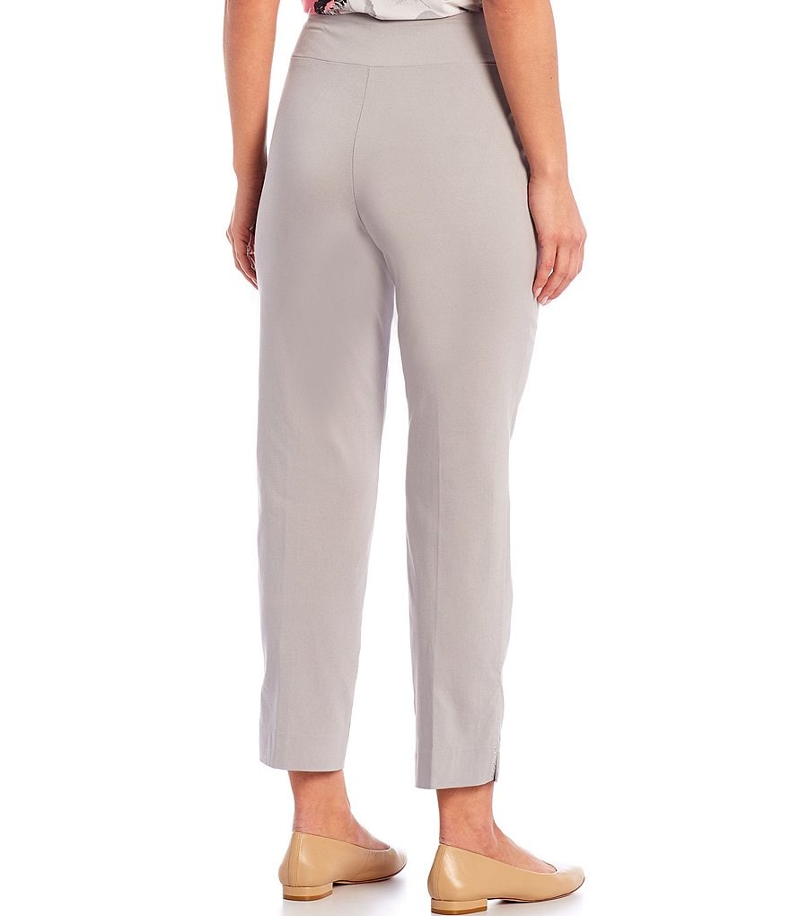 Allison Daley Petite Size Tech Stretch Embellished Hem Detail Pull-On Ankle Pants