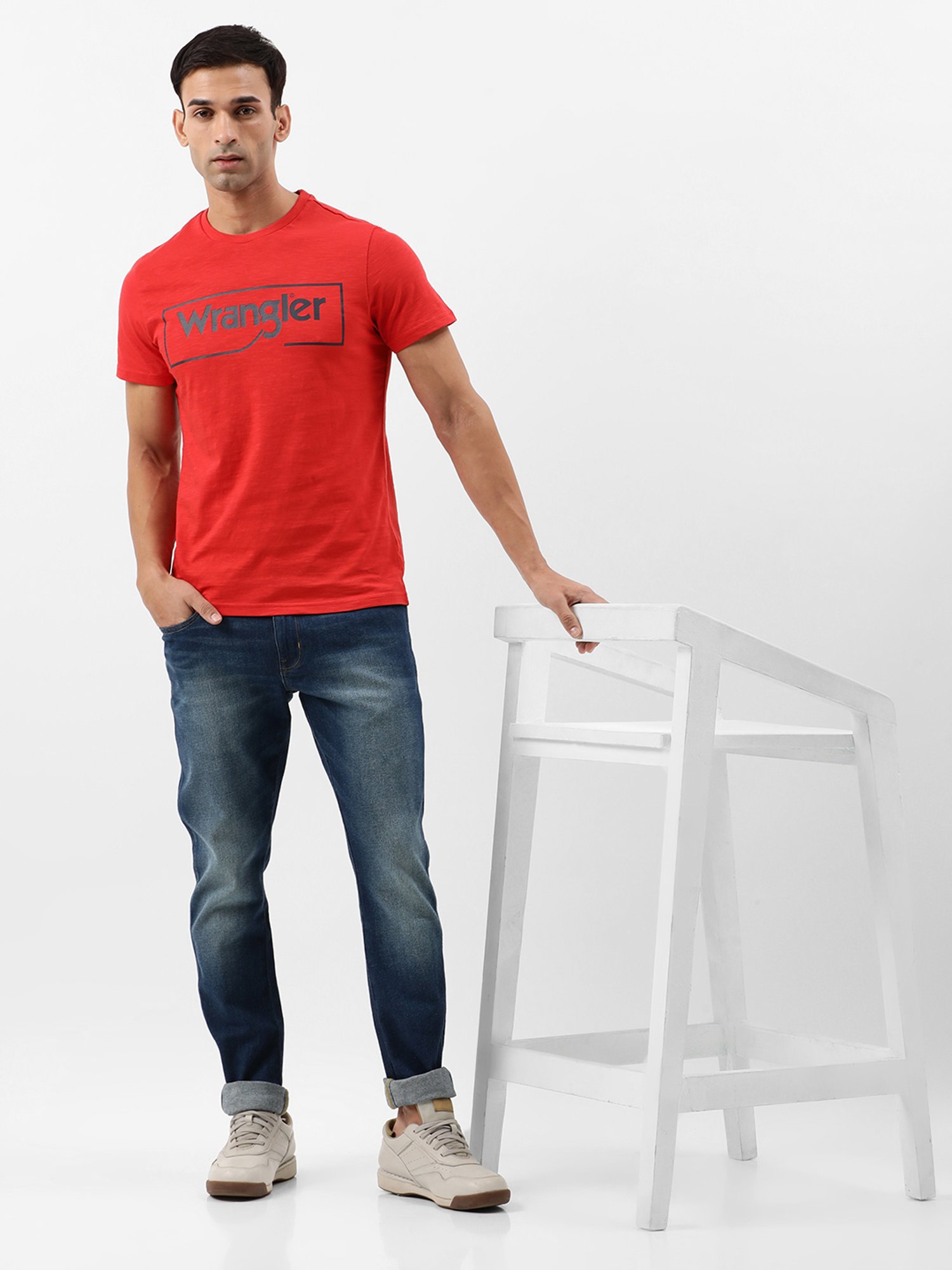 Wrangler Red Regular Fit Printed Crew T-Shirt