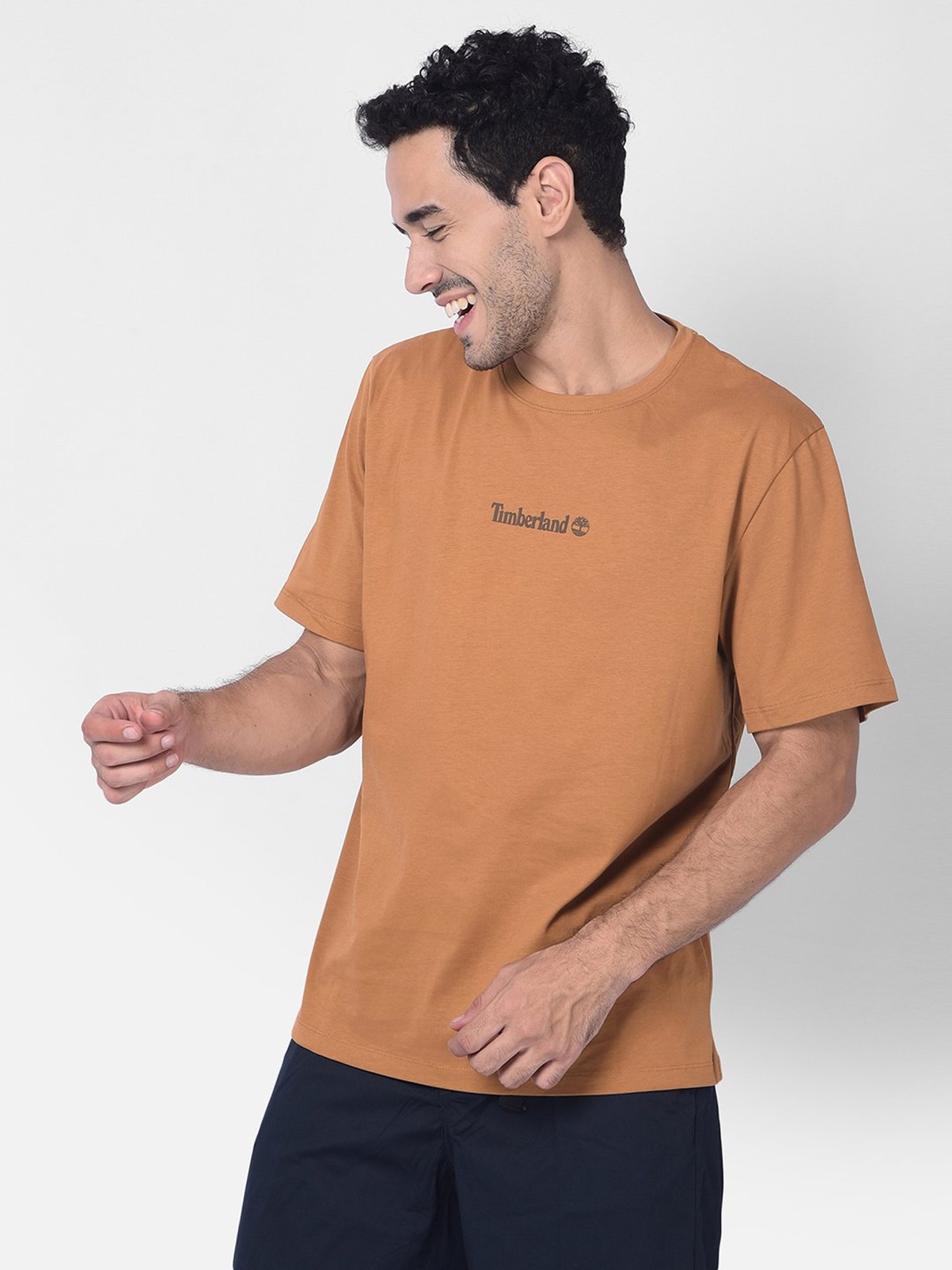 Timberland Wheat Regular Fit Logo Print Crew T-Shirt