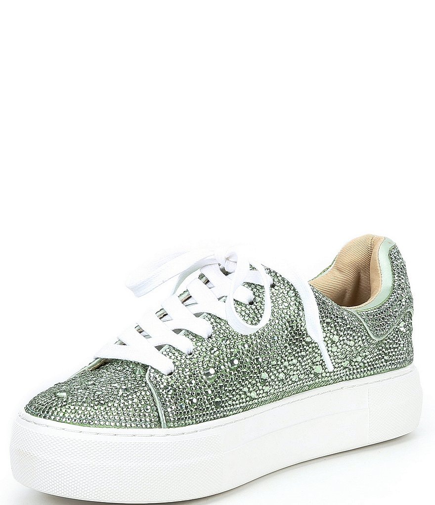 Blue by Betsey Johnson Sidny Rhinestone Embellished Platform Lace-Up Sneakers