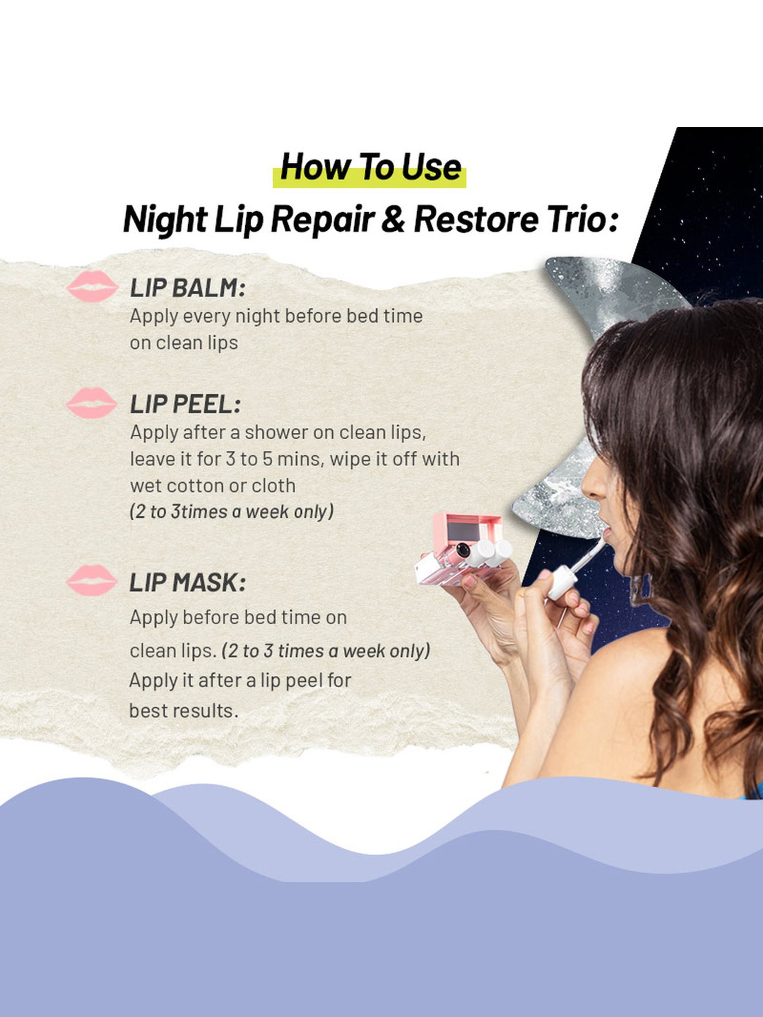 Flurth Korean Night Lip Care Trio - Lip Balm, Lip Peel & Lip Mask